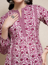 Women's Floral Printed Cotton Top-PURPLETOPVENUS